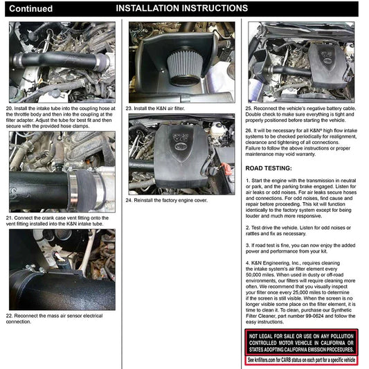 K&N 16-23 Toyota Tacoma 3.5L V6 Performance Air Intake System