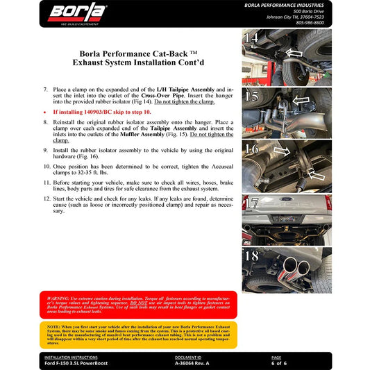 Borla 21-22 F-150 Powerboost 3.5L V6 2WD & 4WD 4DR 3in, 2.25in S-TYPE Catback w/ Black Chrome Tips