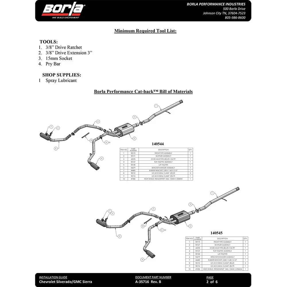 Borla 14 Chev/GMC Silverado/Sierra 1500 CC/SB C/B ATAK 3.5x2.25in Singl Rnd Rlld AnglCt Splt Sd