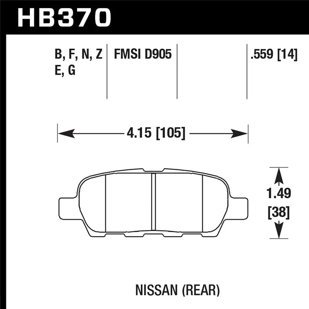 Hawk 03-07 350z / G35 / G35X w/o Brembo HPS Street Rear Brake Pads