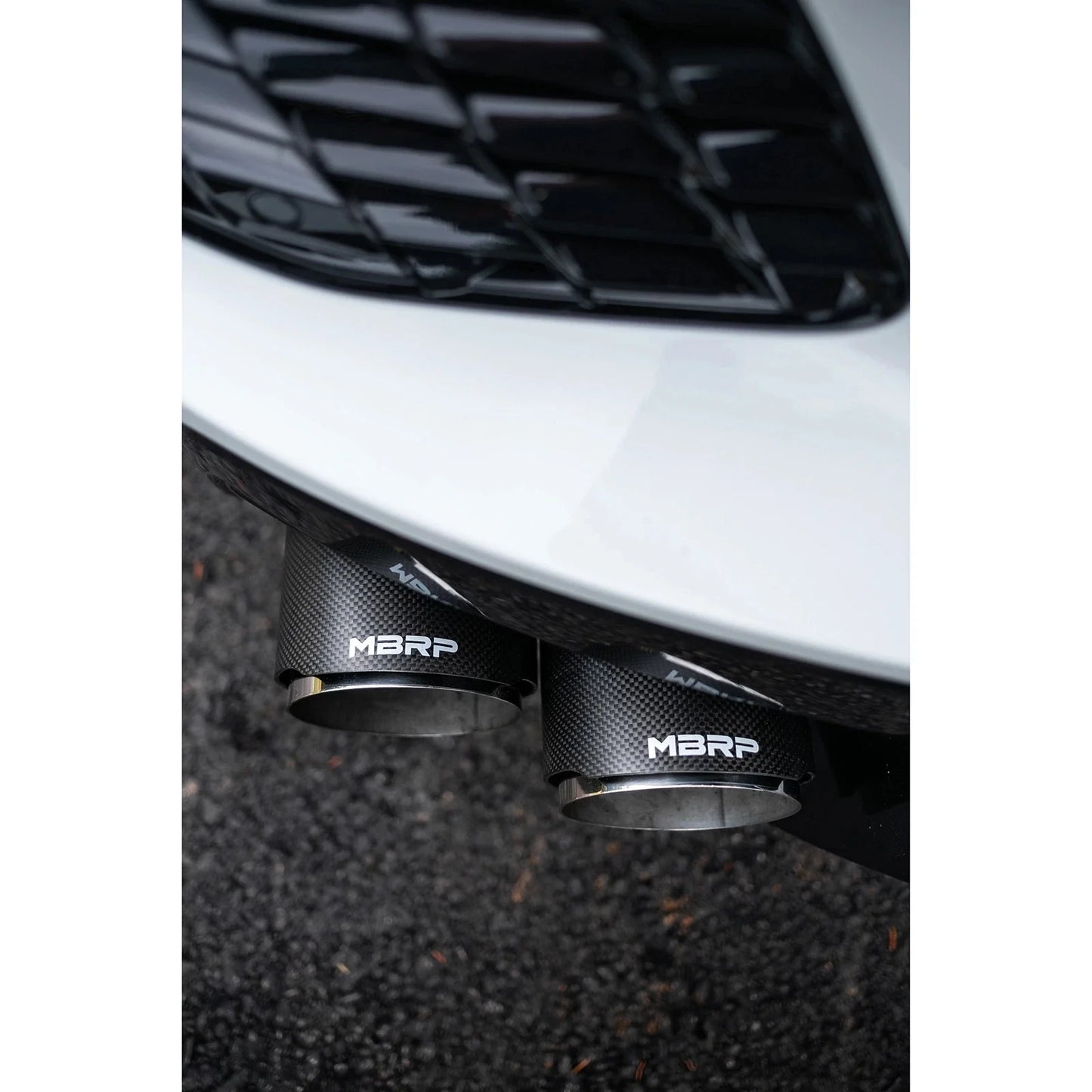 MBRP 20-23 Chevrolet Corvette C8 3in Cat Back Quad Split Rear Exit w/ Carbon Fiber Tips - T304