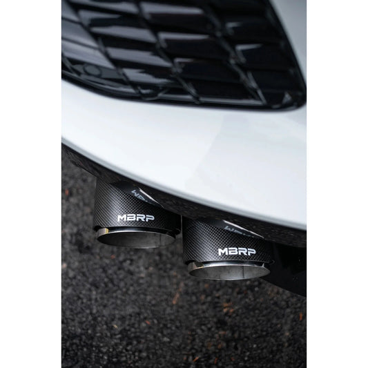 MBRP 20-23 Chevrolet Corvette C8 3in Cat Back Quad Split Rear Exit w/ Carbon Fiber Tips - T304
