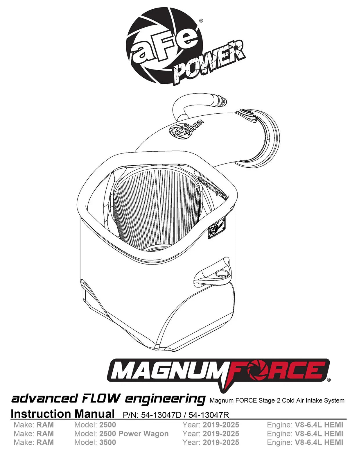 aFe Power 19-20 RAM 2500/3500 V8-6.4L HEMI Pro 5R Air Intake System