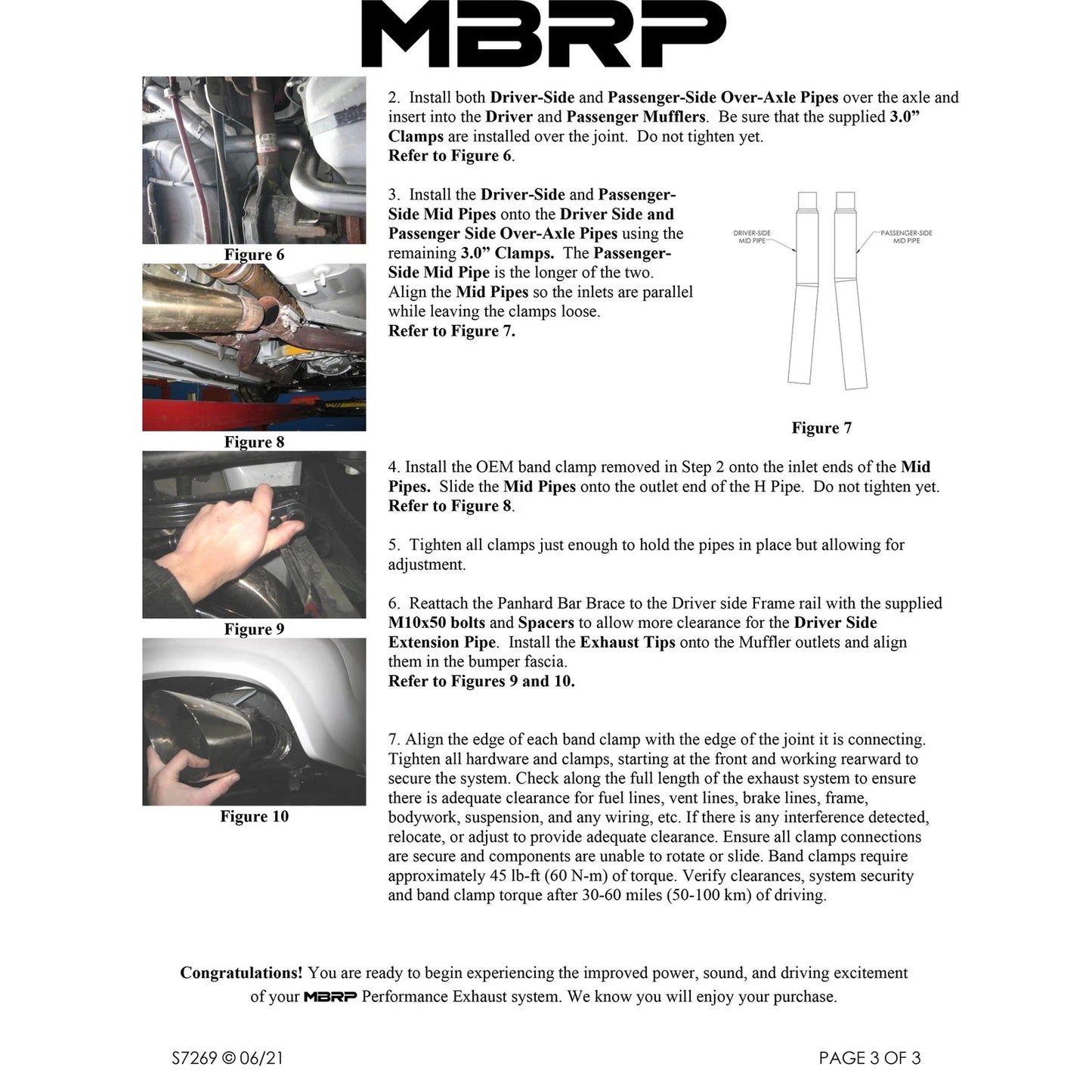 MBRP 05-09 Ford Shelby GT500 / GT Dual Split Rear Street Version 4in Tips T409 Exhaust System