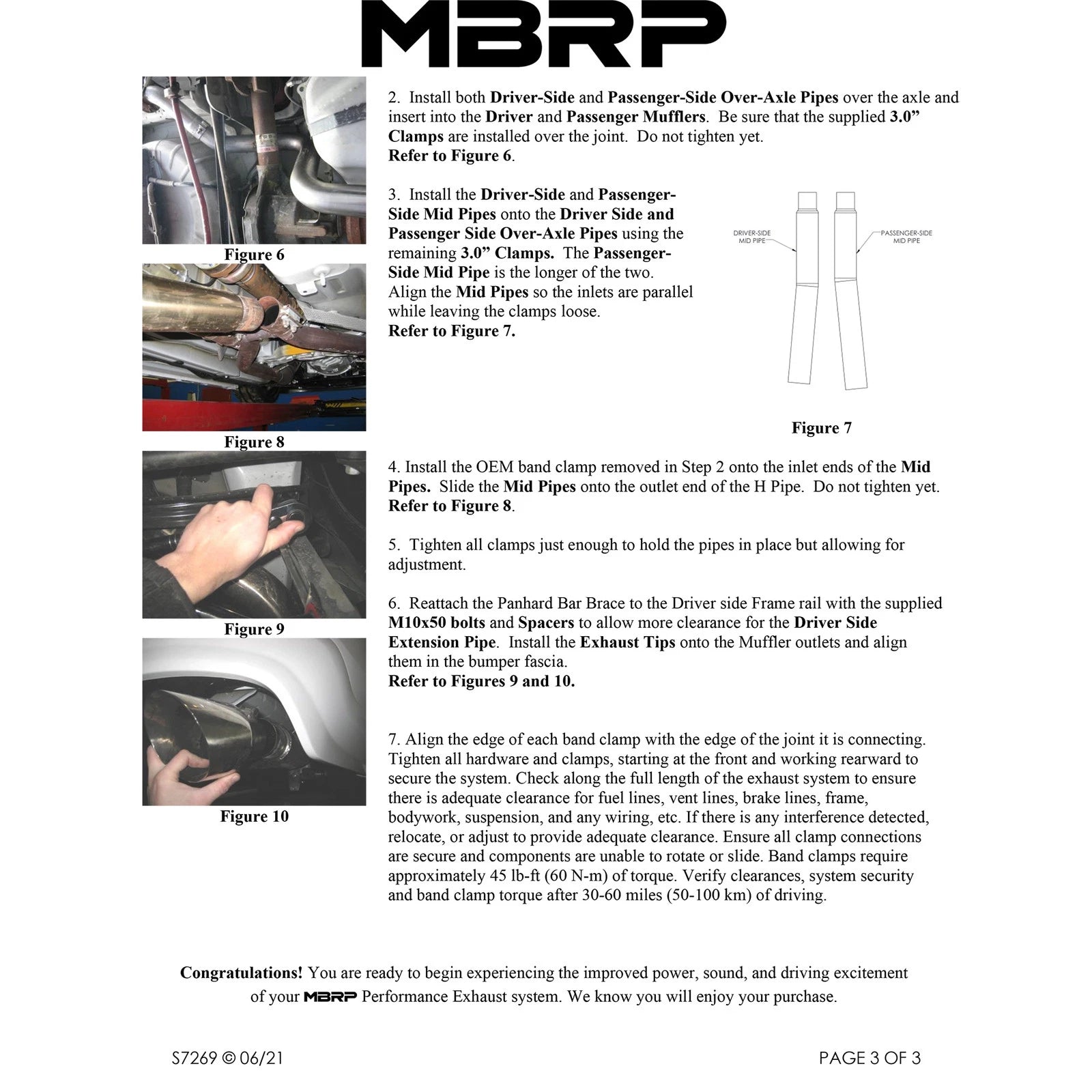MBRP 05-09 Ford Shelby GT500 / GT Dual Split Rear Street Version 4in Tips T409 Exhaust System