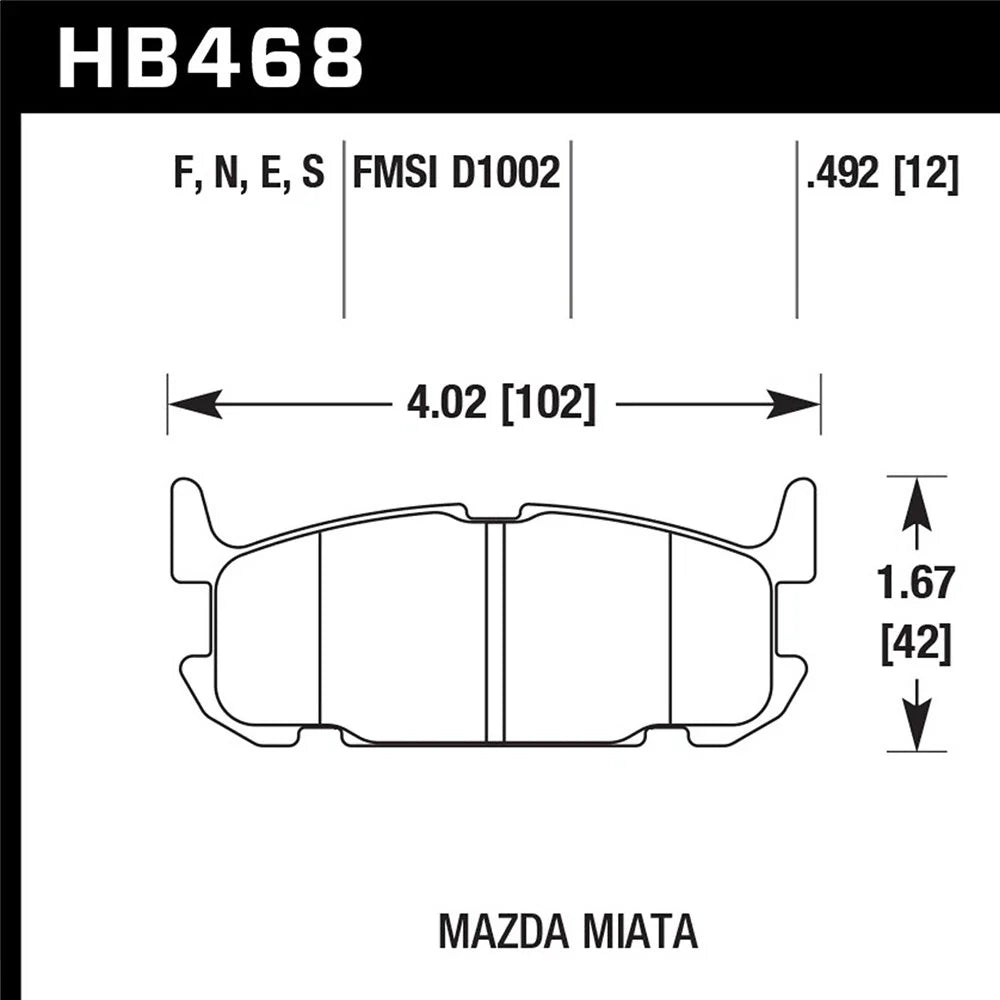 Hawk 03-05 Miata w/ Sport Suspension HPS Street Rear Brake Pads (D1002)