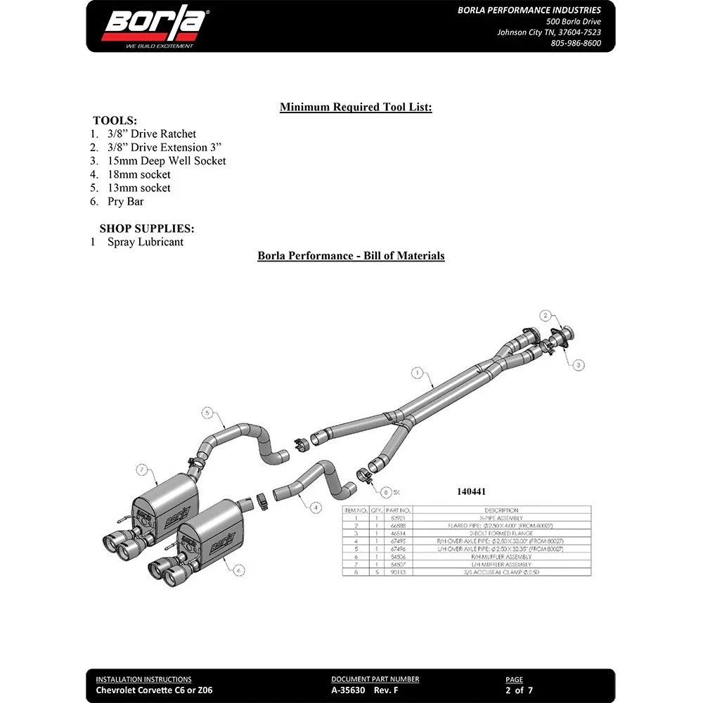 Borla 05-08 Chevrolet Corvette Coupe/Convertible 2dr 6.2L 8cyl AT/MT 6spd ATAK SS Catback Exhaust