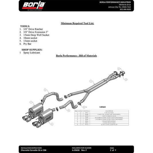 Borla 05-08 Chevrolet Corvette Coupe/Convertible 2dr 6.2L 8cyl AT/MT 6spd ATAK SS Catback Exhaust