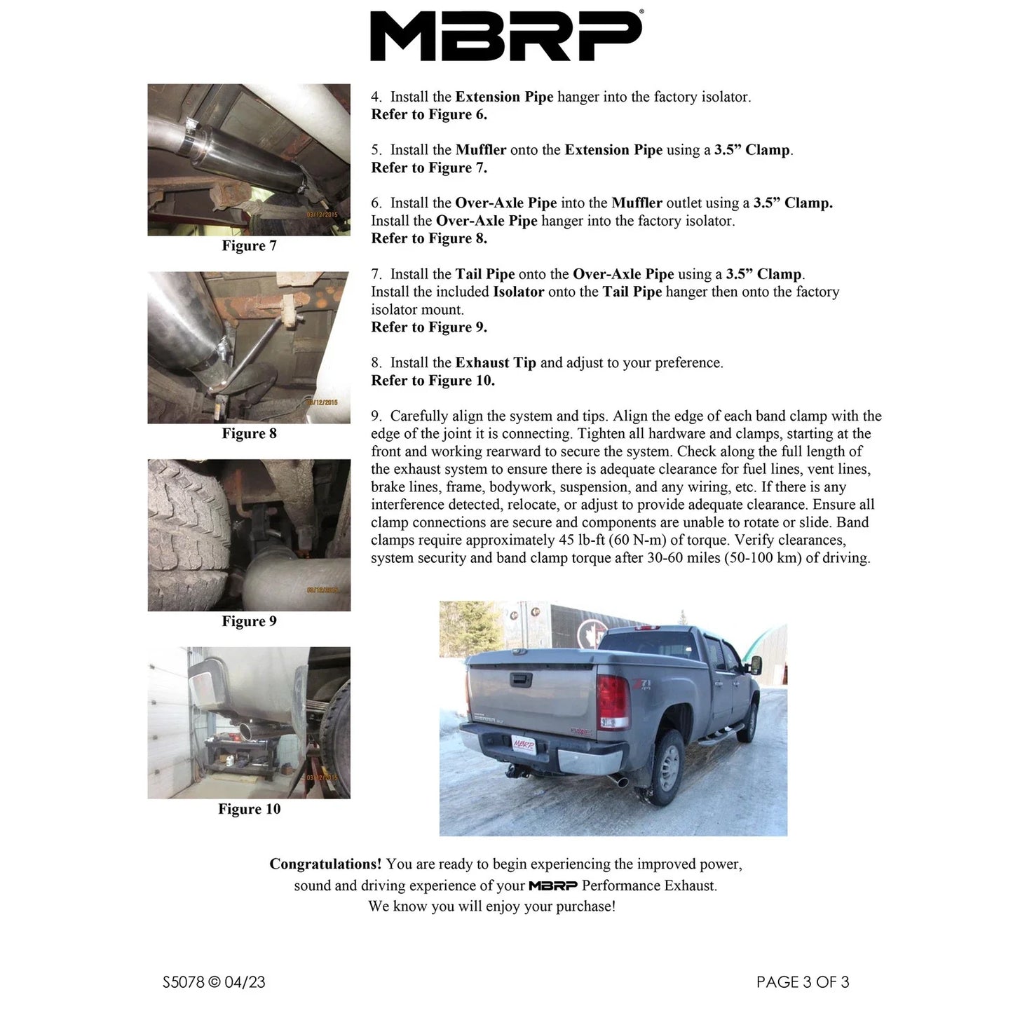 MBRP 07-10 Chevy/GMC 2500HD PU 6.0L V8 3.5in Single Side Exit Alum Cat Back Perf Exhaust