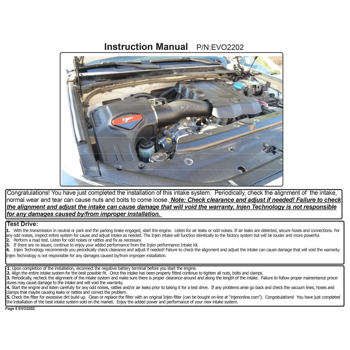 Injen 10-21 Toyota 4Runner Evolution Cold Air Intake - Dry Filter