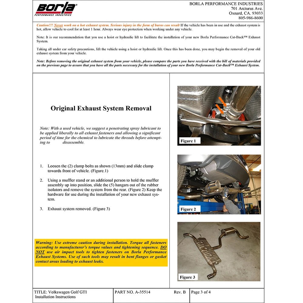 Borla 10-14 VW GTI Base 2.0L 4cyl Catback Exhaust