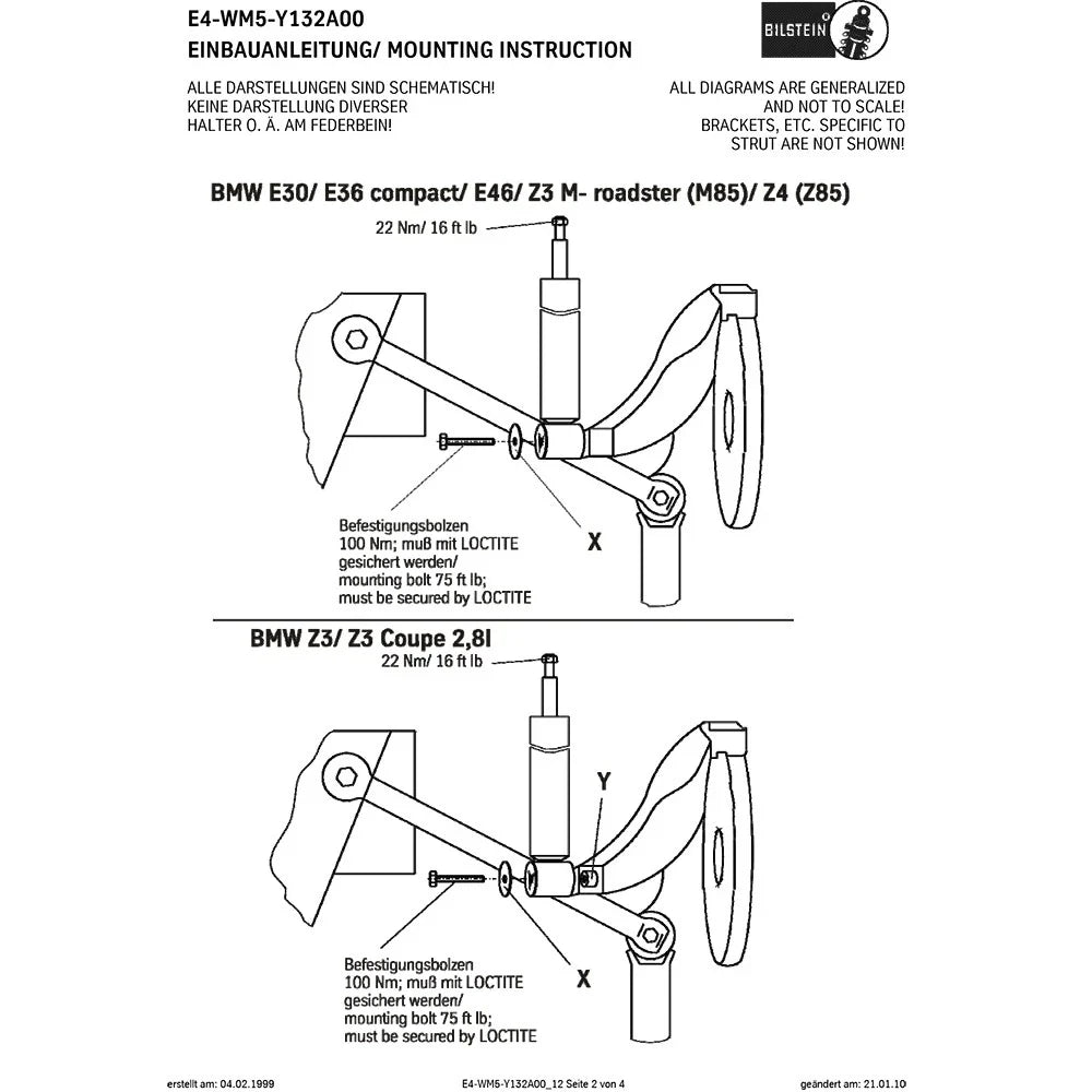 Bilstein B4 1992 BMW 318i Base Rear Twintube Shock Absorber