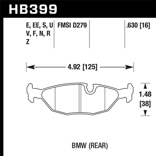 Hawk 84-4/91 BMW 325 (E30) HPS Street Rear Brake Pads
