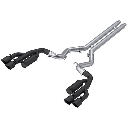 MBRP 18-19 Ford Mustang GT 5.0 3in Cat Back Quad Tip Race Version - Black