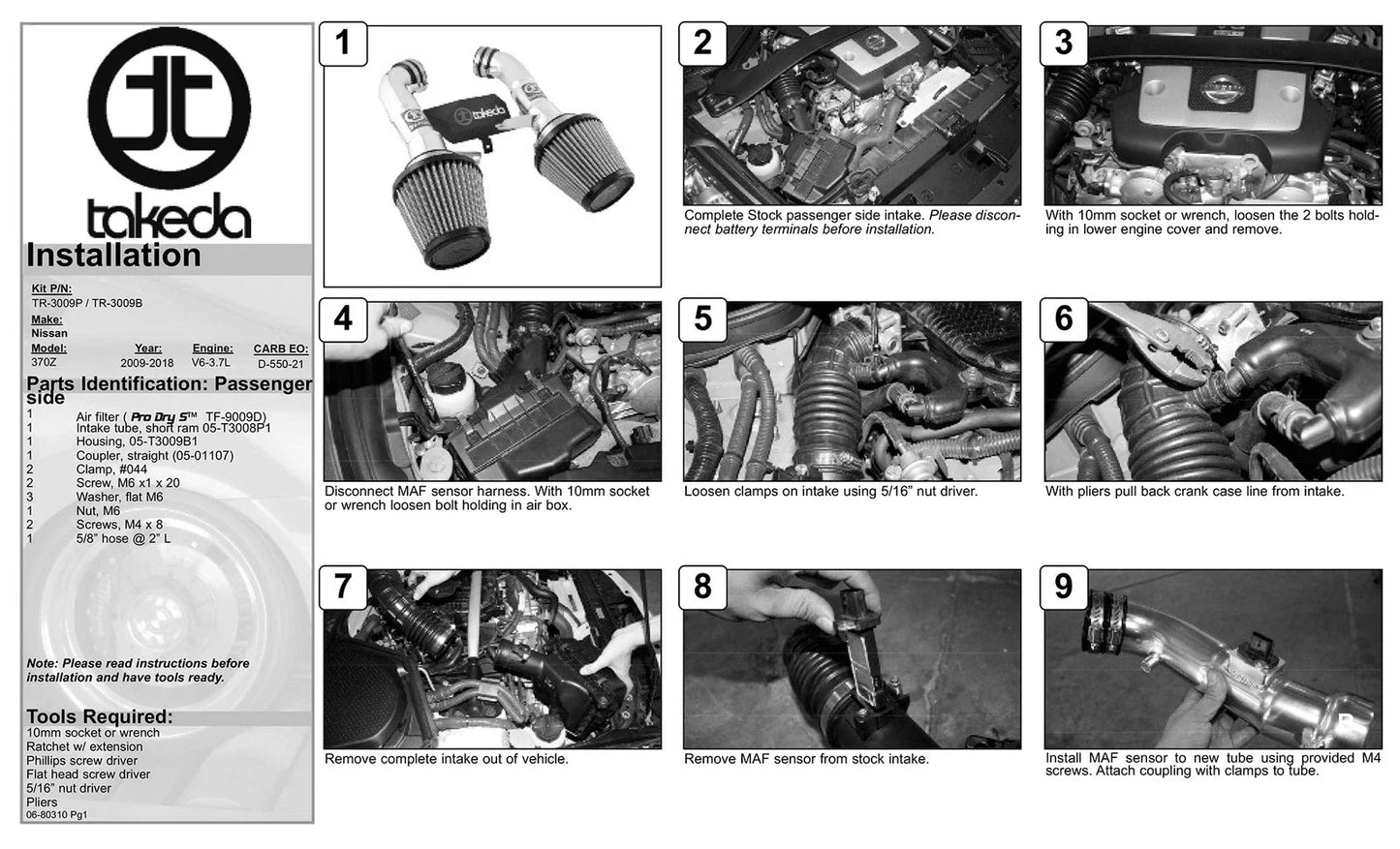 aFe Takeda Stage-2 Pro DRY S Cold Air Intake System Nissan 370Z 09-17 V6-3.7L