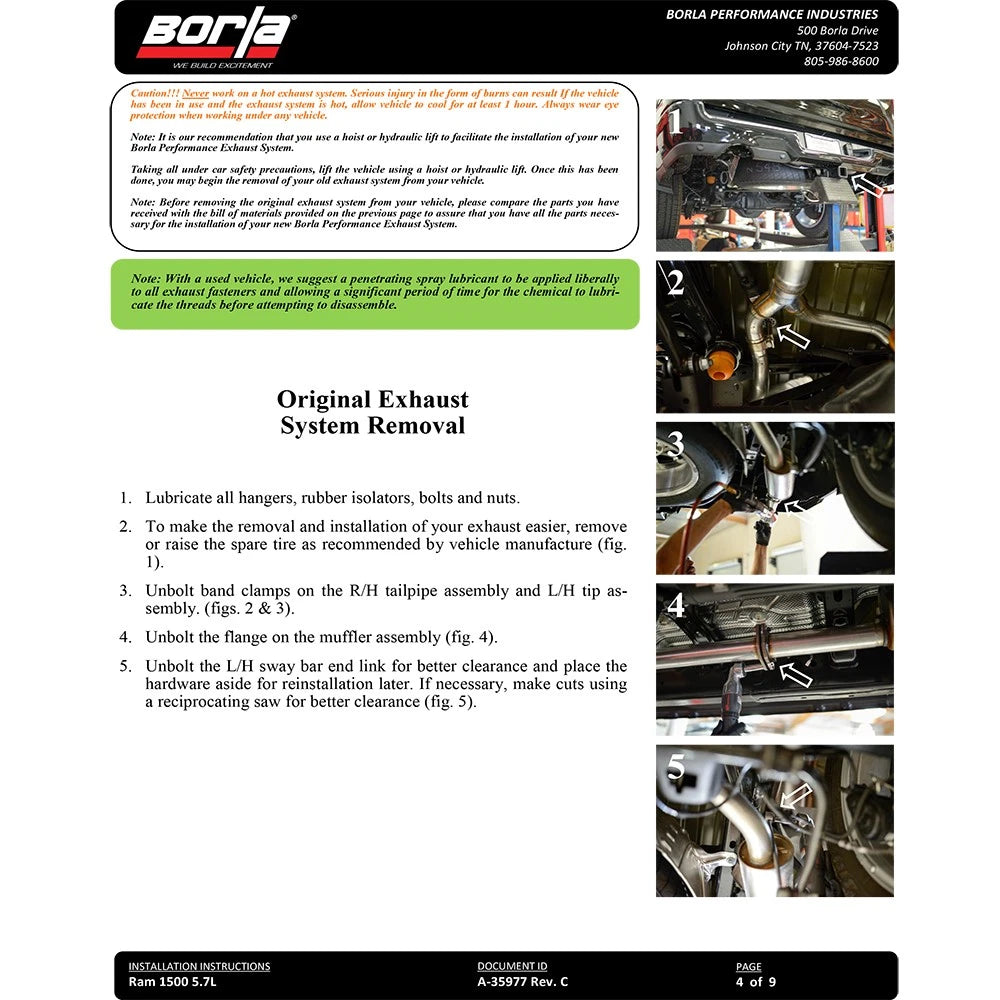 Borla 2019 RAM 1500 5.7L V8 AT 4DR Crew Cab Short Bed Atak SS Catback Exhaust - Black Chrome Tip