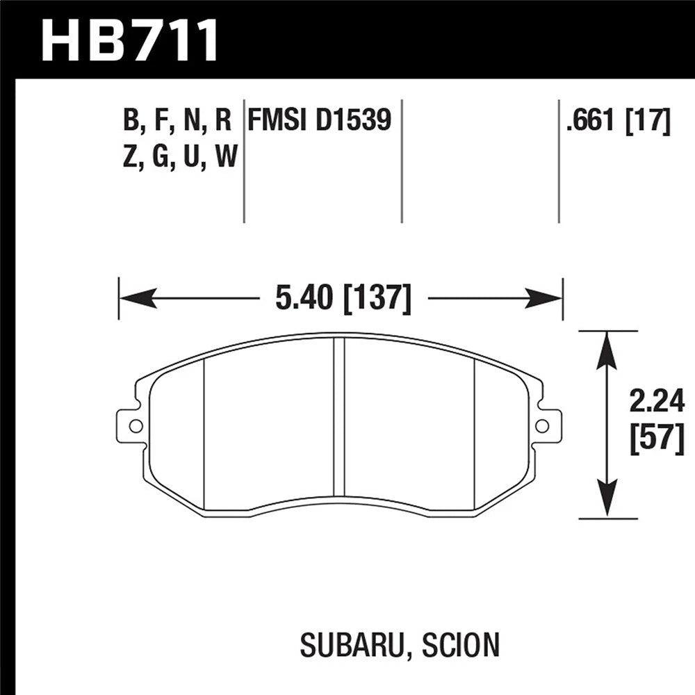 Hawk 13 Subaru BRZ/13 Legacy 2.5i / 13 Scion FR-S DTC-60 Front Race Brake Pads