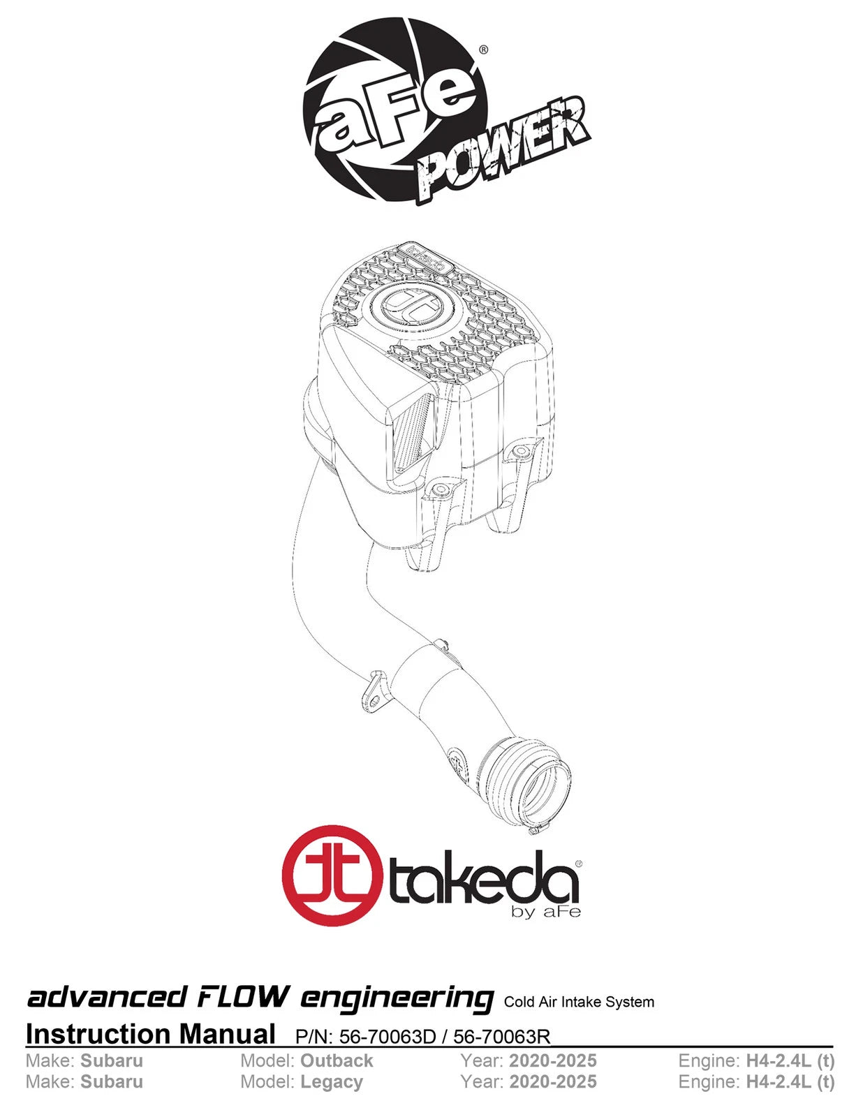 aFe 20-24 Subaru Outback Takeda Momentum Pro 5R Cold Air Intake Filter