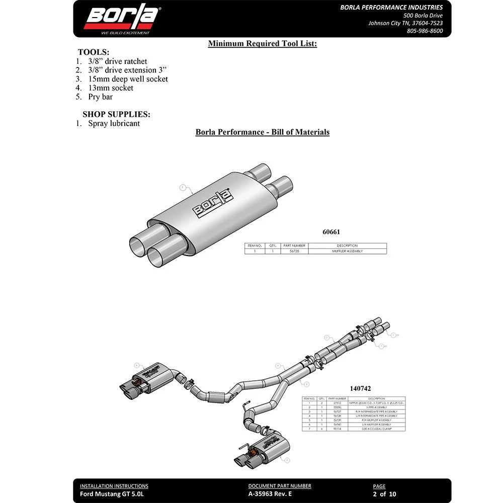 Borla 2018 Ford Mustang GT 5.0L AT/MT 3in Atak Catback Exhaust w/ Valves (Carbon Fiber Black Tip)
