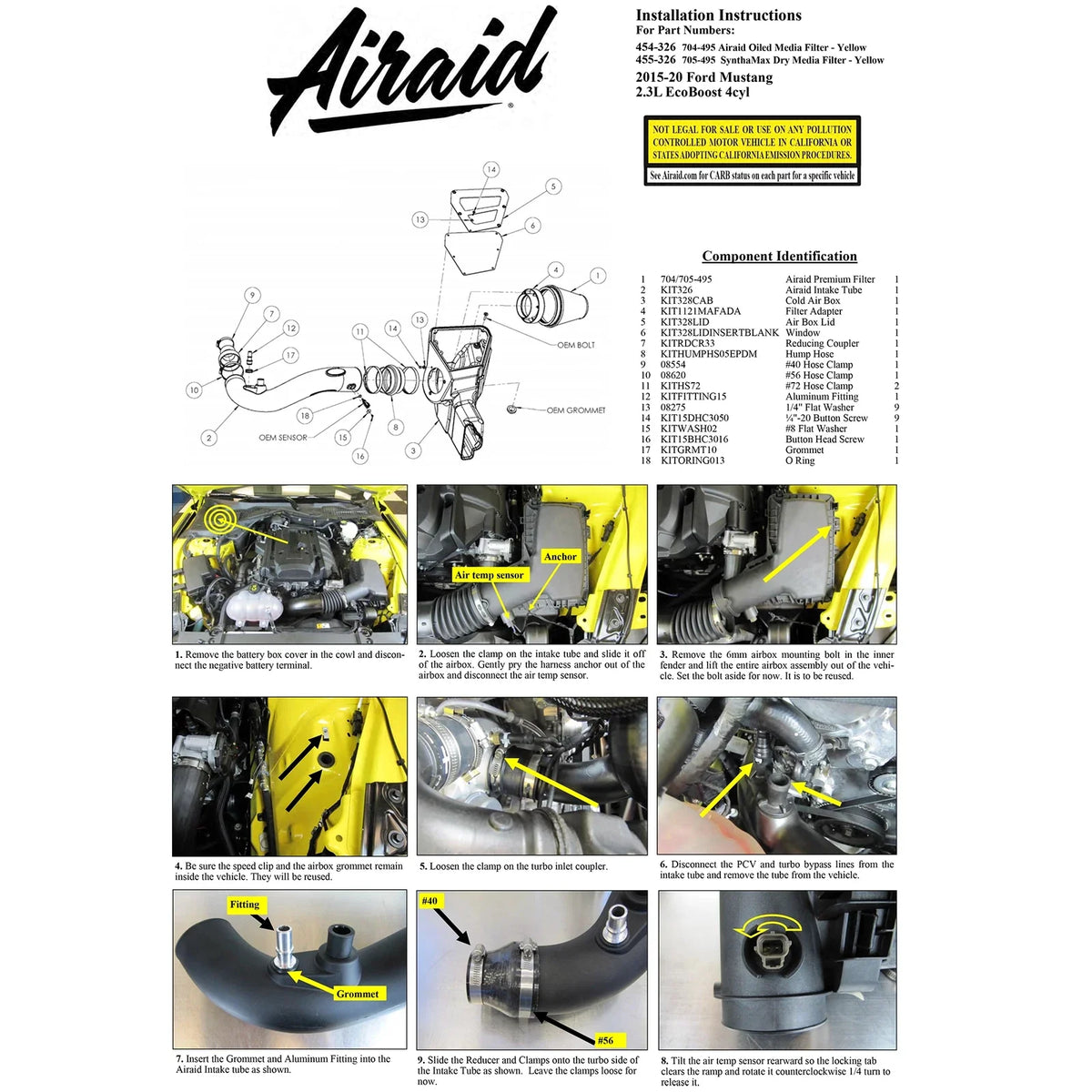 Airaid 15-23 Ford Mustang 2.3L L4 Performance Air Intake System