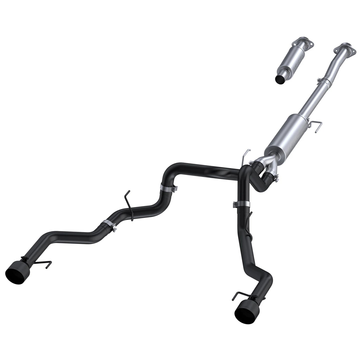 MBRP 22-23 Ford F150 T304 5in OD Black Tip Dual Rear Exit 3in Black Coated Cat Back Exhaust
