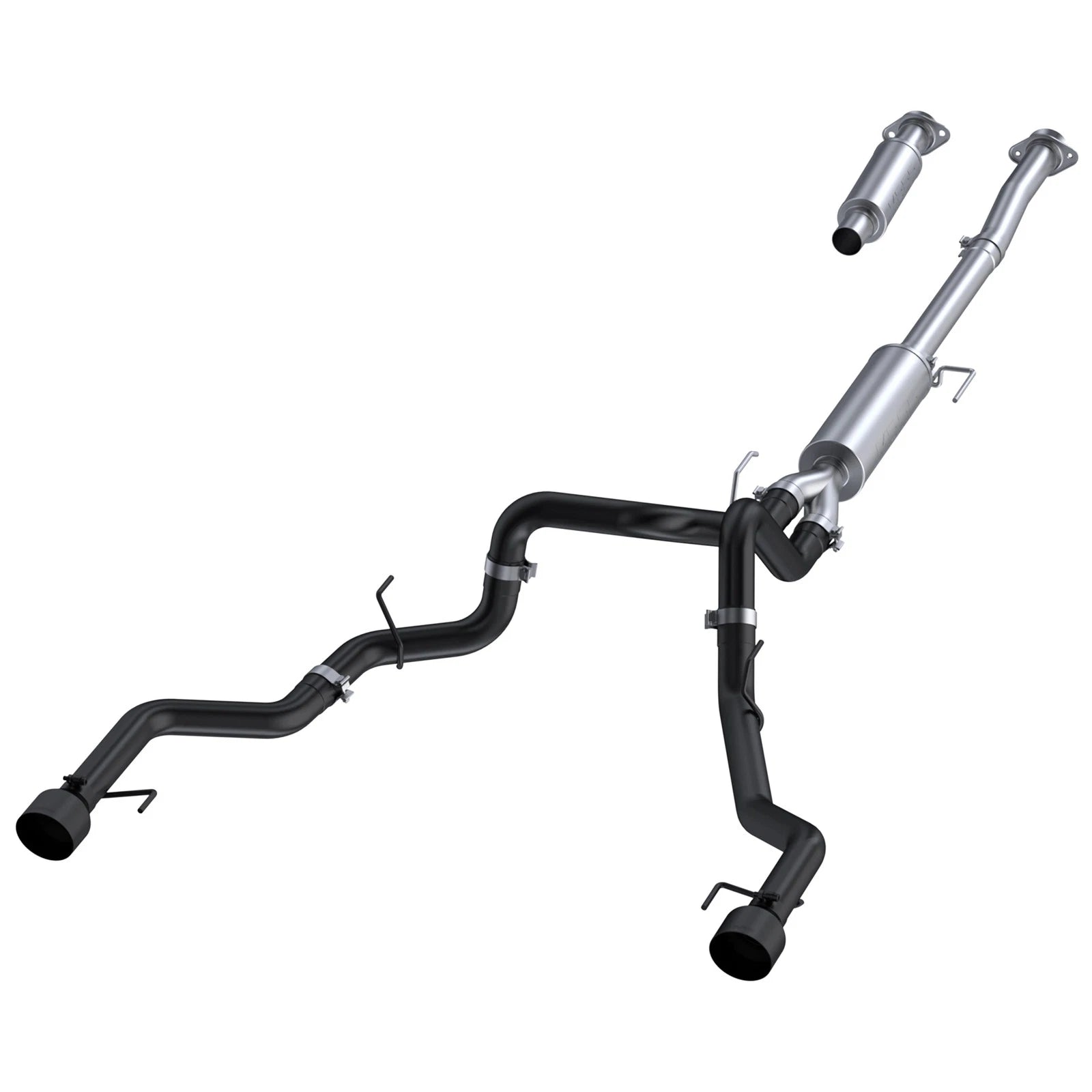 MBRP 22-23 Ford F150 T304 5in OD Black Tip Dual Rear Exit 3in Black Coated Cat Back Exhaust