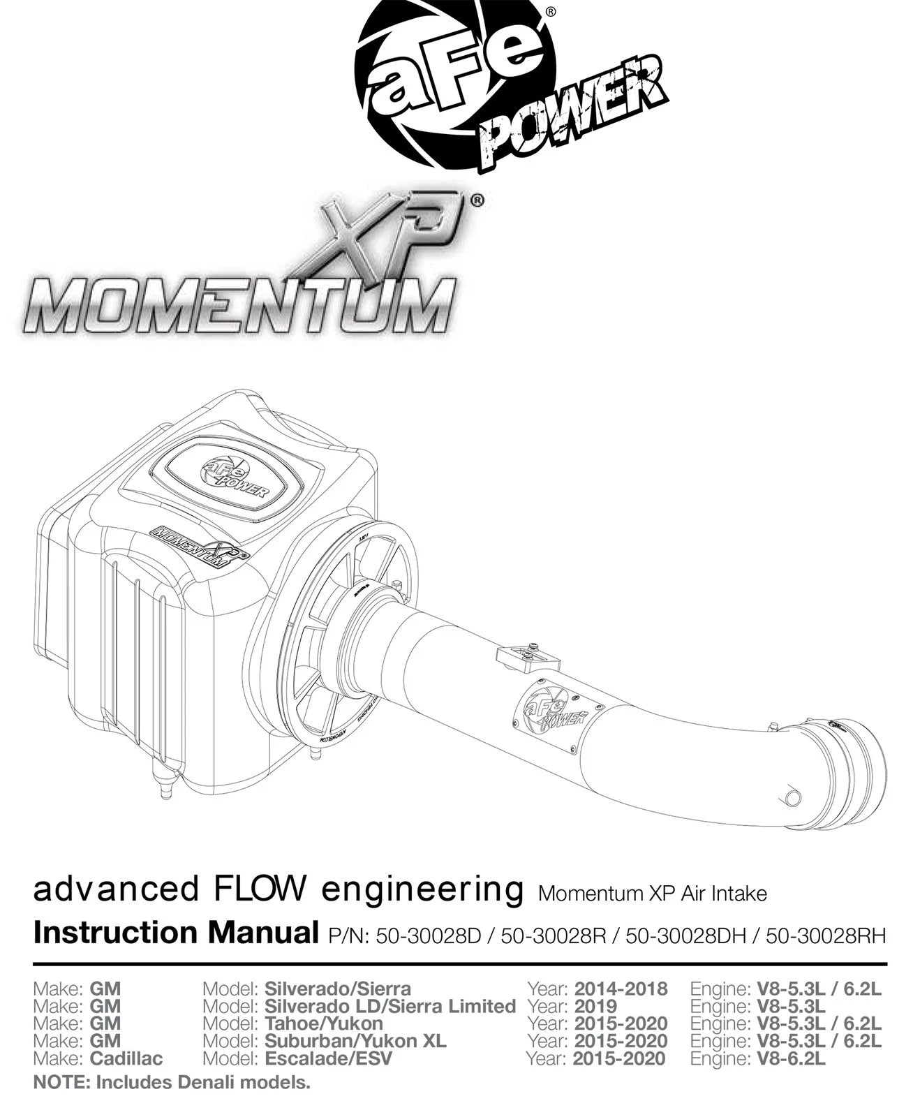 aFe POWER Momentum XP Pro 5R Intake System 14-18 GM Trucks/SUVs V8-5.3L