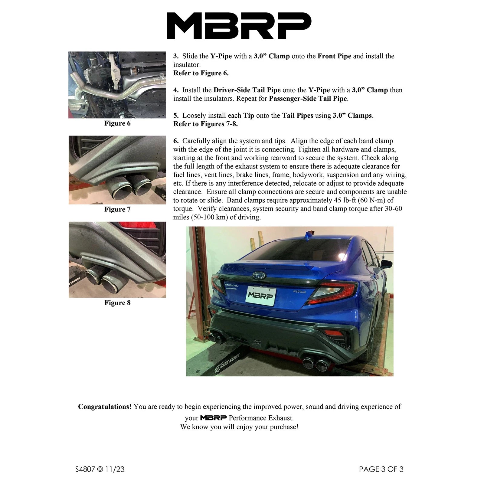MBRP 2022+ Subaru WRX 3in Cat-Back Dual Split Rear Quad Tips Street Profile Exhaust