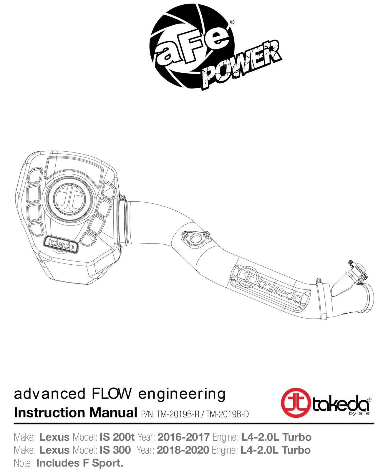 aFe Takeda Momentum GT Pro Dry S Cold Air Intake System 16-17 Lexus IS 200t