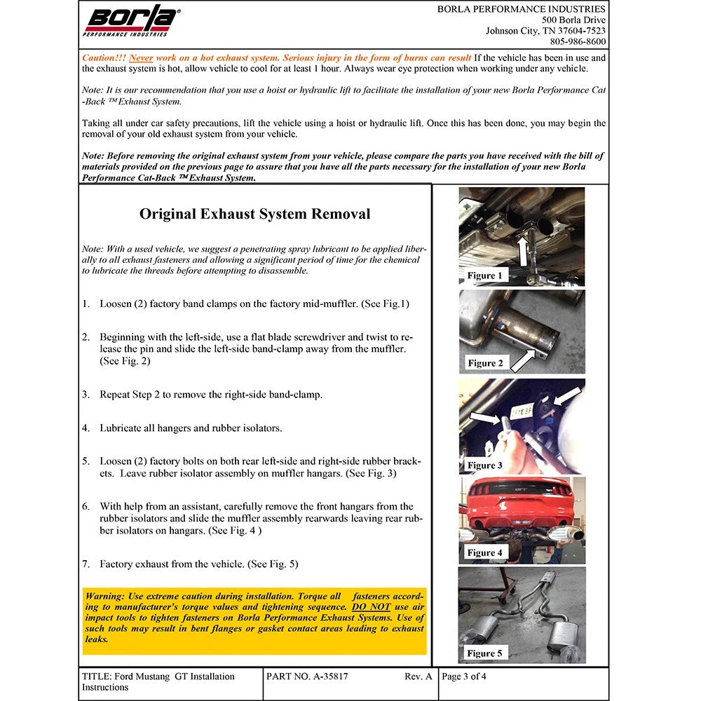 Borla Atak Cat-Back 15-17 Ford Mustang GT 5.0L V8 MT/AT 3in pipe 4in tip