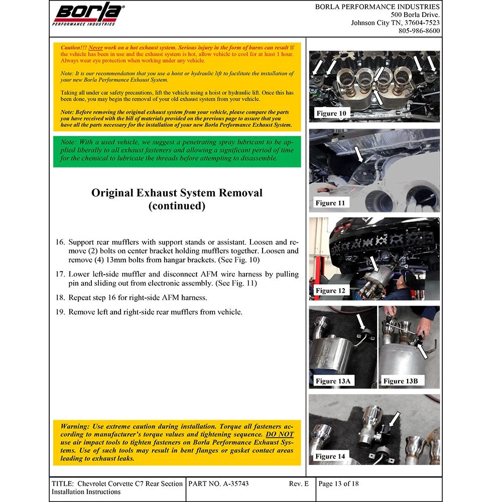 Borla 2014 Chevrolet Corvette C7 6.2L 8cyl ATAK Exhaust w/ NPP Dual Mode (rear section only)
