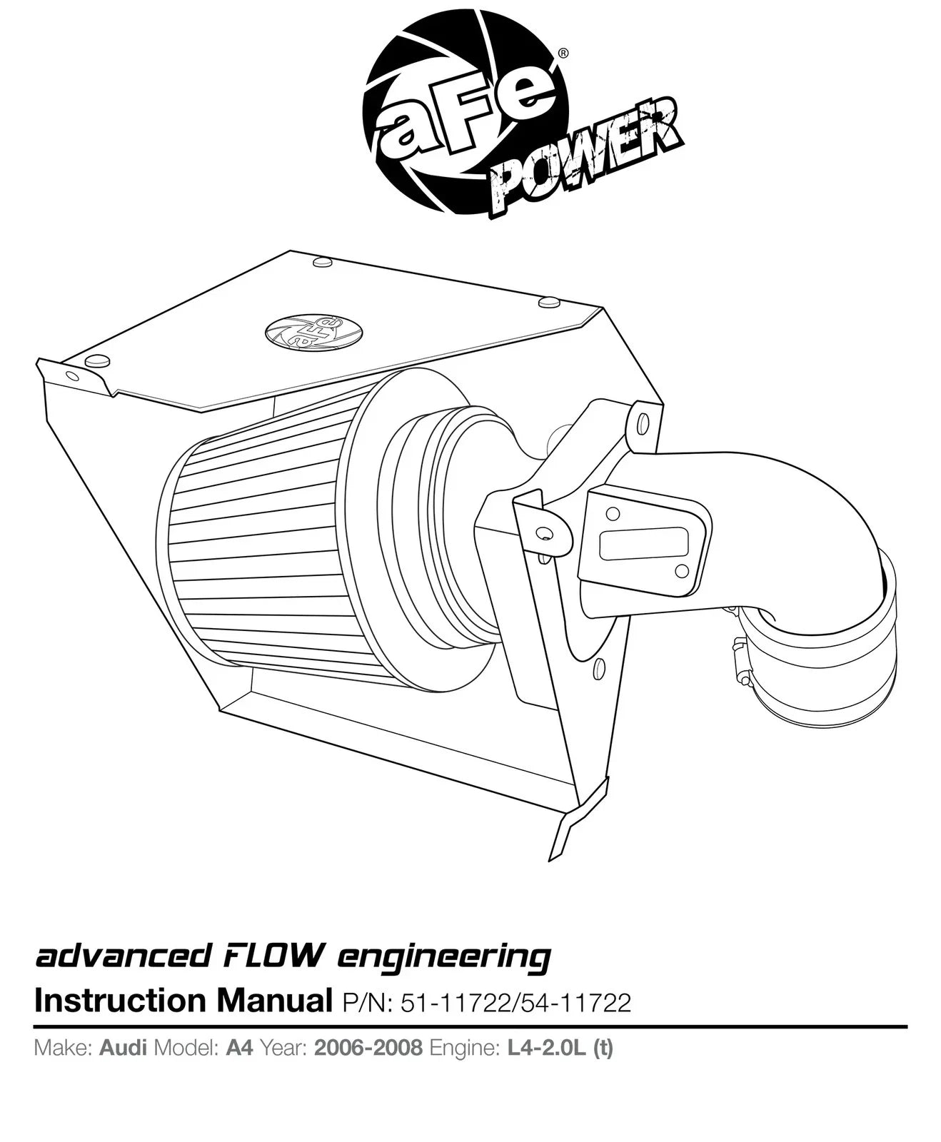 aFe MagnumFORCE Intakes Stage-2 P5R AIS P5R Audi A4 06-08 L4-2.0L (t)