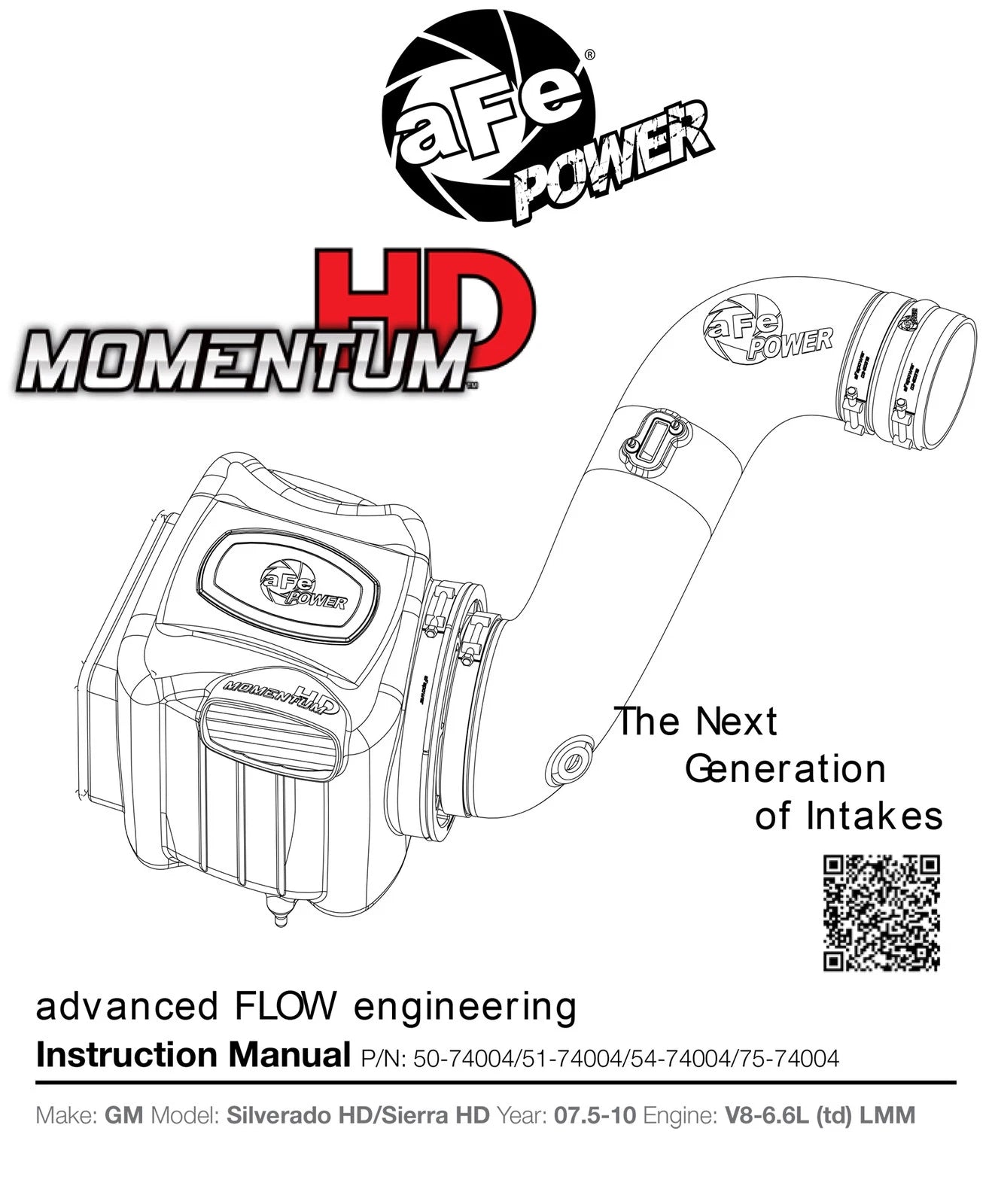 aFe Momentum HD Intake GM Diesel Trucks 07.5-10 V8-6.6L LMM