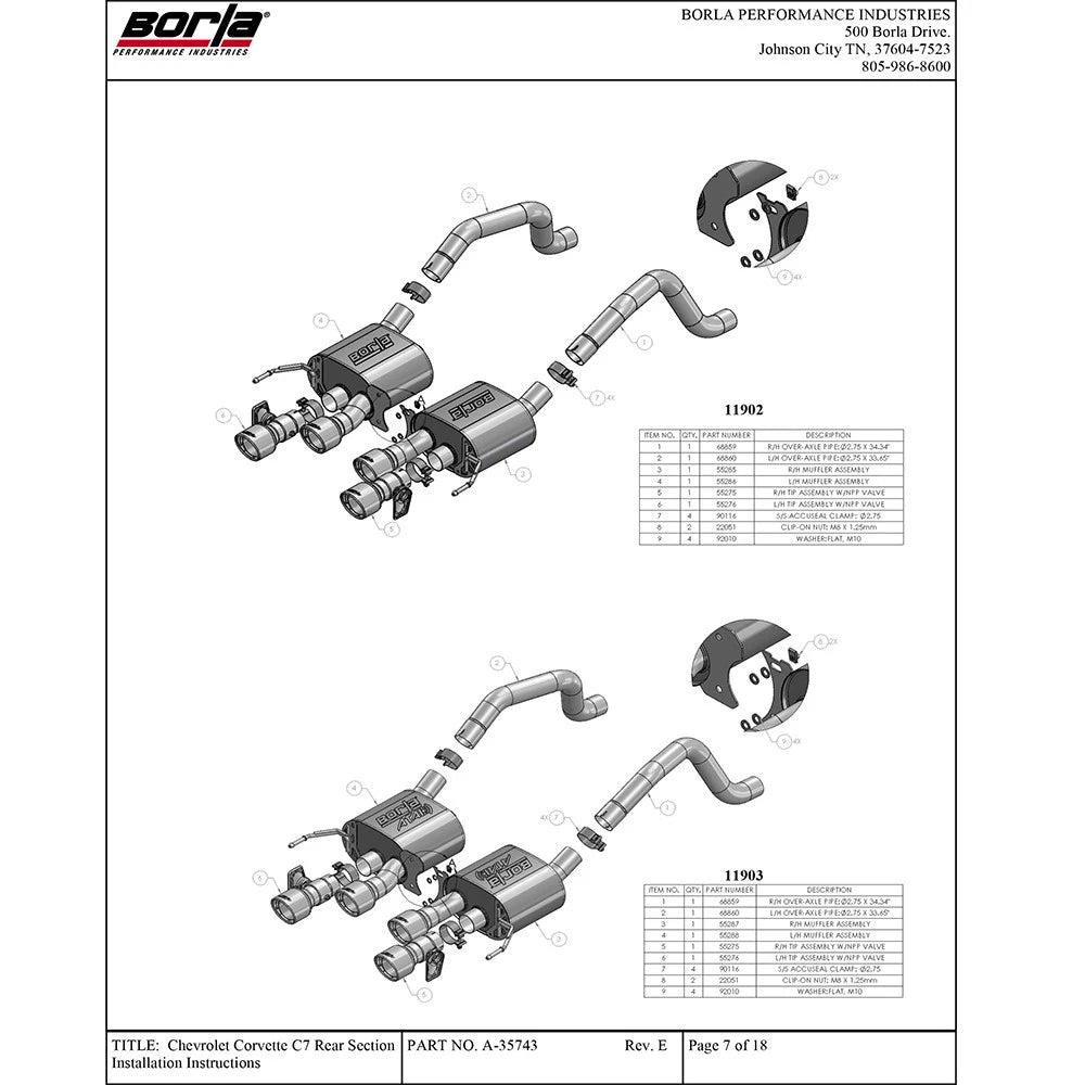 Borla 2014 Chevrolet Corvette C7 6.2L 8cyl ATAK Exhaust w/ NPP Dual Mode (rear section only)