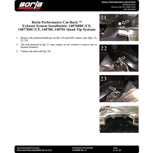Borla 2019 Chevy Silverado 1500 5.3L V8 CC SB 147.4in WB Touring Cat-Back w/ Quad Square Tips
