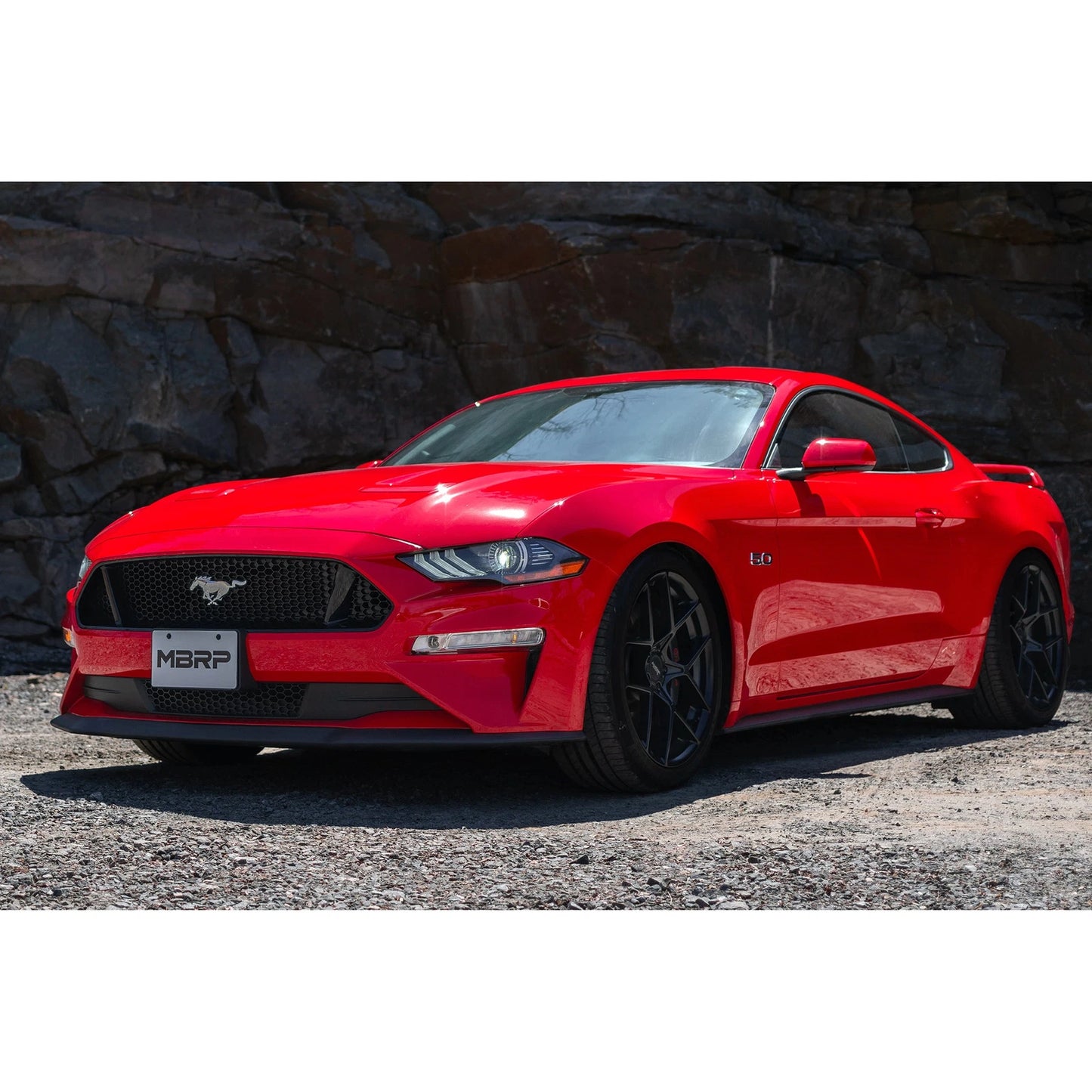 MBRP 18-19 Ford Mustang GT 5.0 3in Dual Split Rear Cat Back w/ Quad 4in Dual Wall Tips- Black Coated