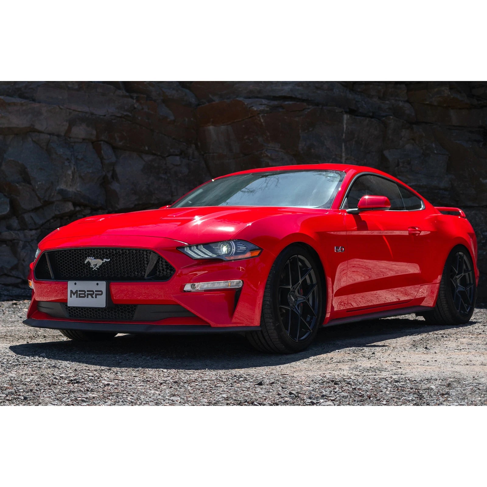 MBRP 18-19 Ford Mustang GT 5.0 3in Dual Split Rear Cat Back w/ Quad 4in Dual Wall Tips- Black Coated