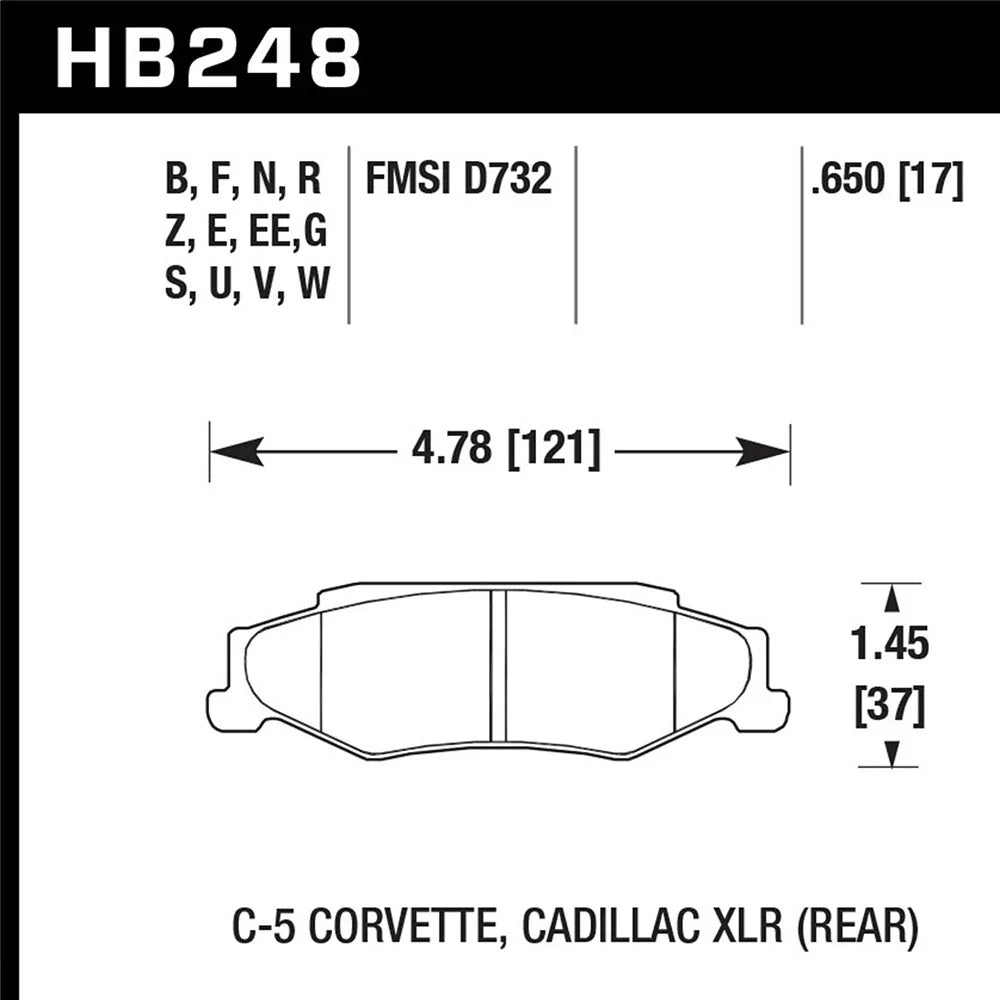 Hawk 97-06 Corvette (incl C5 Z06) HPS Street Rear Brake Pads