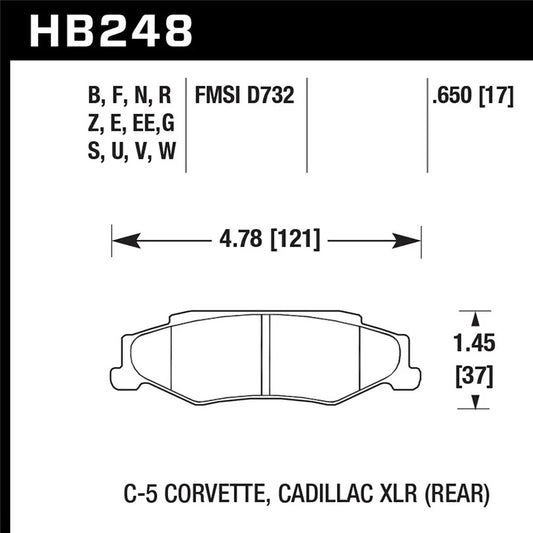 Hawk 97-06 Corvette (incl C5 Z06) HPS Street Rear Brake Pads