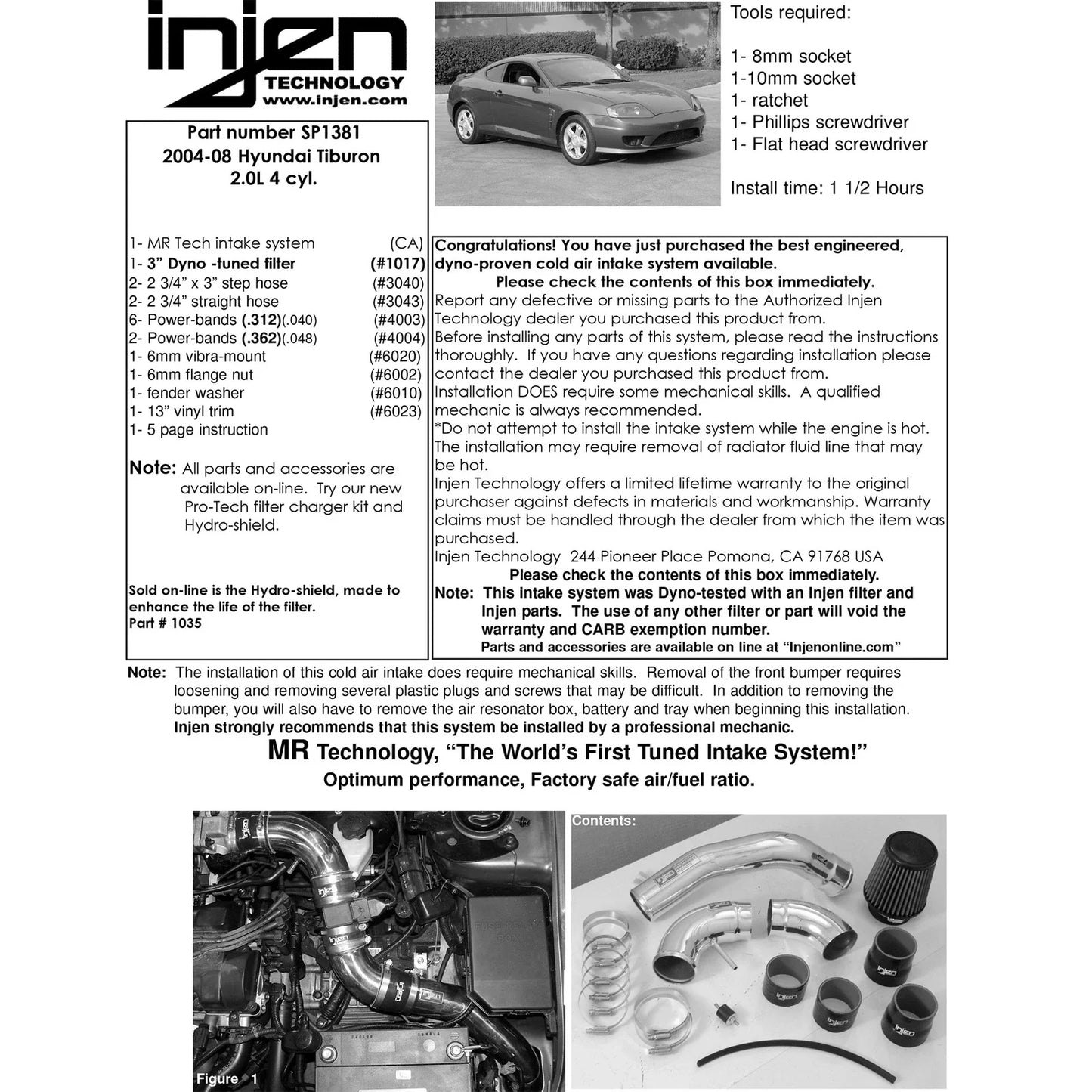 Injen 04-06 Tiburon 2.0L 4 Cyl. Polished Cold Air Intake