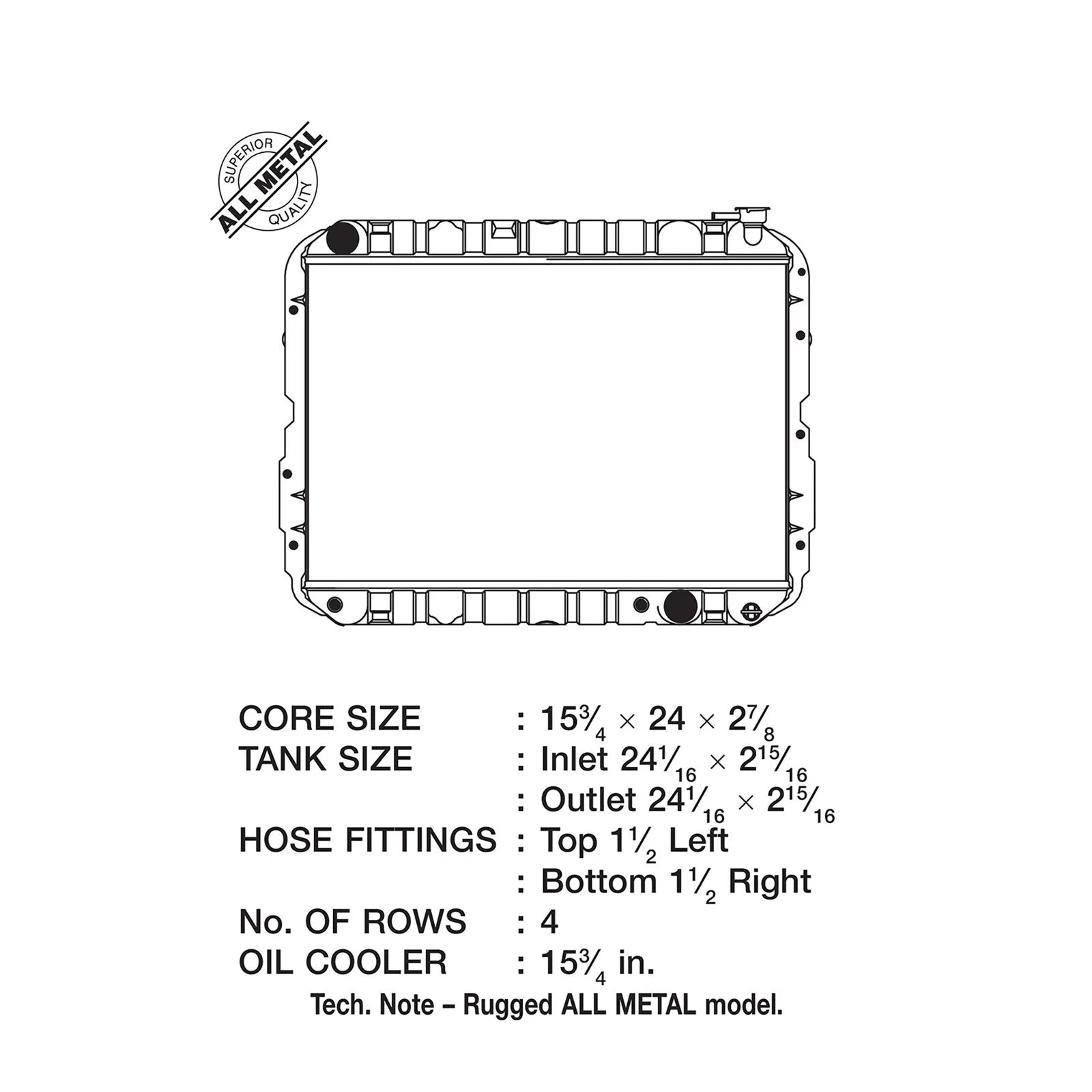CSF 81-87 Toyota Landcruiser 4.2L A/T 4 Row All Metal Radiator
