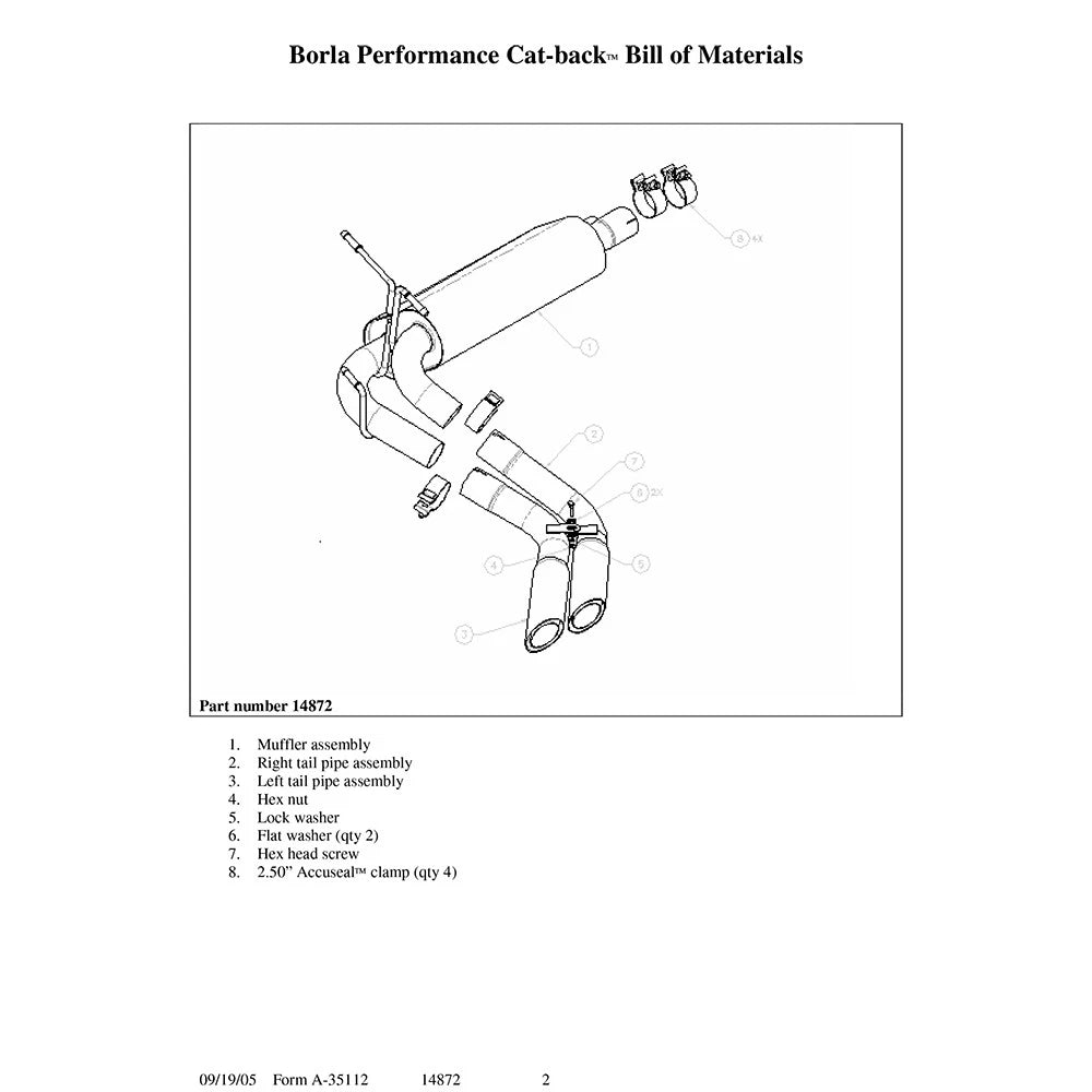 Borla 99-04 Ford F-150 Lightning Std Cab Pick Up 2dr SS Catback Exhaust