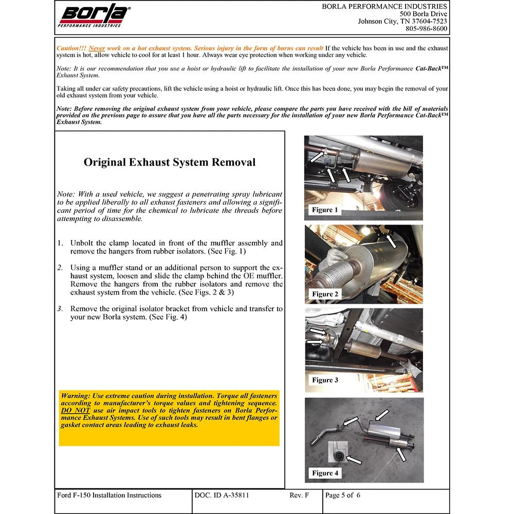 Borla 15-16 Ford F-150 3.5L EcoBoost Ext. Cab Std. Bed Catback Exhaust Touring Truck Side Exit