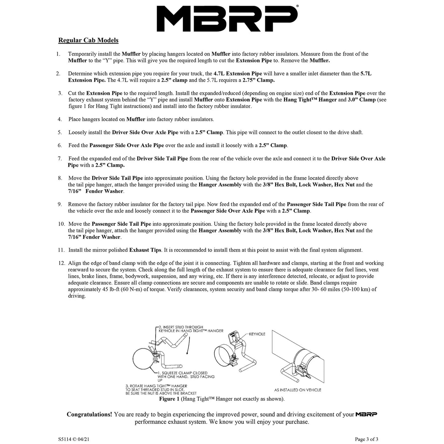 MBRP 2004-2005 Dodge Ram Hemi 1500 5.7L SC/CC-SB Cat Back Dual Split Side