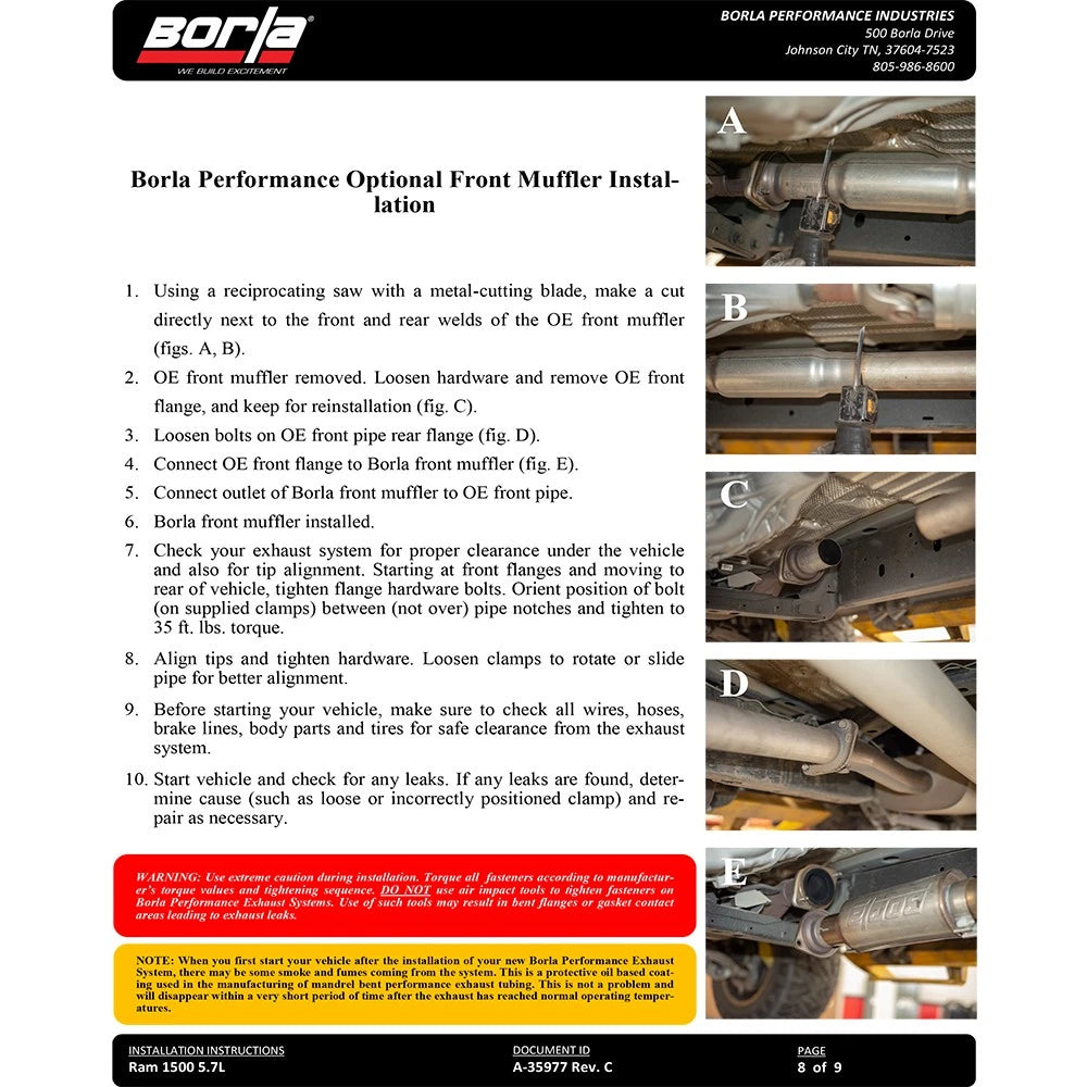 Borla 2019 RAM 1500 5.7L V8 AT 4DR Crew Cab Short Bed Atak SS Catback Exhaust - Black Chrome Tip