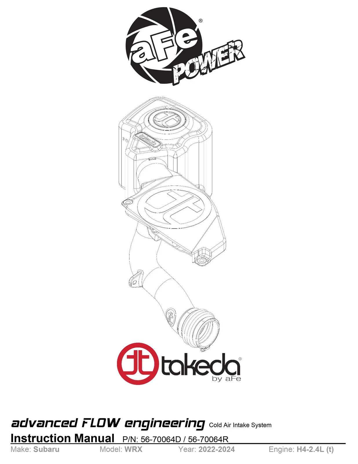 aFe 22-23 Subaru WRX Takeda Momentum Cold Air Intake System w/ Pro 5R Filter