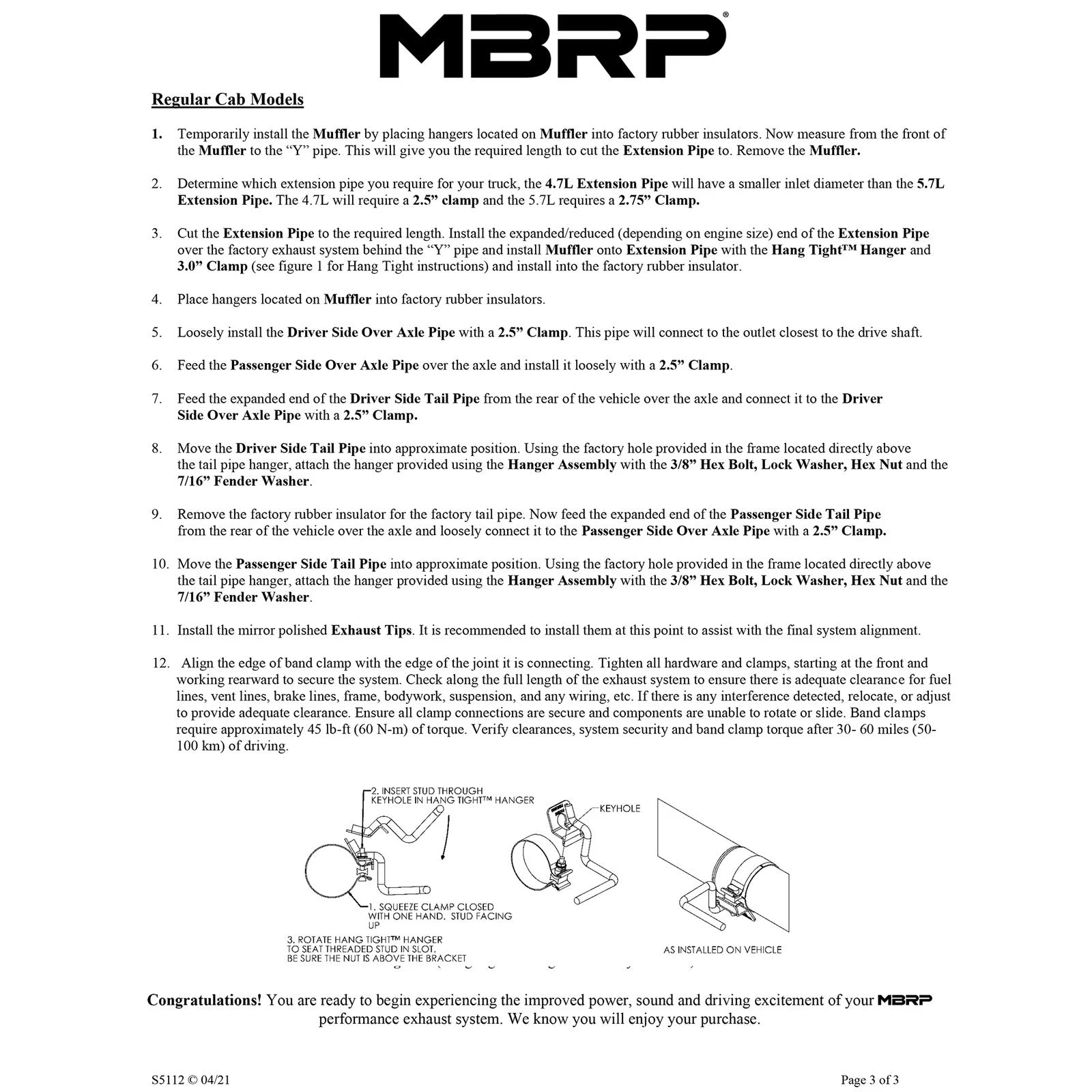 MBRP 2004-2005 Dodge Ram Hemi 1500 5.7L SC/CC-SB Cat Back Dual Split Rear