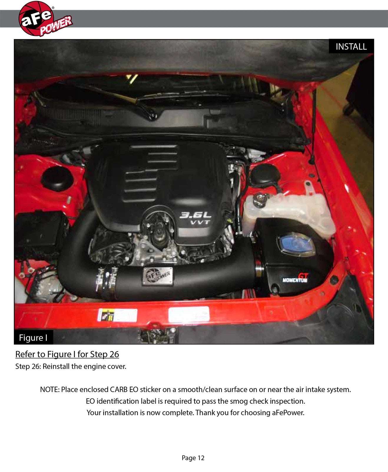 aFe Momentum GT Dry S Stage-2 Intake System 11-15 Dodge Challenger/Charger V6-3.6L