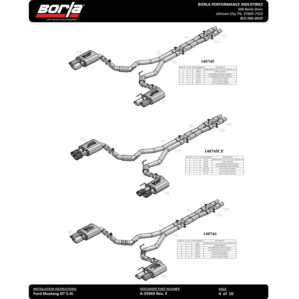 Borla 2018 Ford Mustang GT 5.0L AT/MT 3in Atak Catback Exhaust w/ Valves (Carbon Fiber Black Tip)