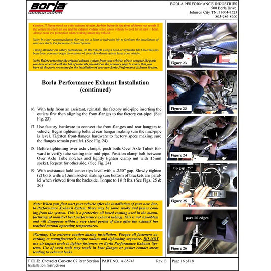 Borla 15 Chevy Corvette C7 ZO6 6.2L w/o AFM w/ NPP ATAK Quad RD RL AC Tips Center Rear Exit Exhaust